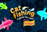 The Friskies logo and fish swimming around the words “Cat Fishing a game for cats”