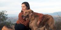 a girl with a dog