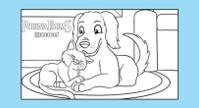 coloring book page with outlined dog and cat