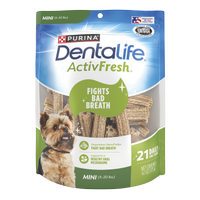 DentaLife ActivFresh Mini Oral Care Chews for Small Dogs package.