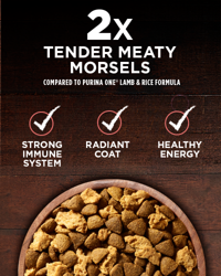 2x tender meaty morsels. Strong immune system, Radiant coat, Healthy energy.