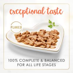Exceptional taste. Flaked. 100% complete & balanced for adult cats.