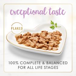 Exceptional taste. Flaked. 100% complete & balanced for adult cats.