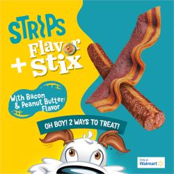 strips plus flavor stix with bacon and peanut butter flavor