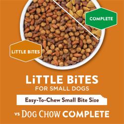 Little bites for small dogs, easy to chew small bite size vs Dog Chow Complete
