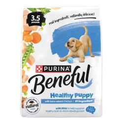 Bag of Purina Beneful Healthy Puppy with Farm-Riased Chicken dry food