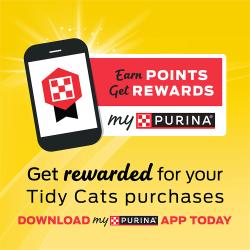 Get rewarded for your Tidy Cats purchases and download the myPurina app toda