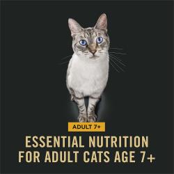 Purina Pro Plan Complete Essentials contains nutrition formulated for adult cats seven plus.