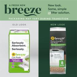 New look for Tidy Cats Breeze Bright Lemongrass Scent Extra Strength Ion Pads Refill. Packaging may vary during transition.