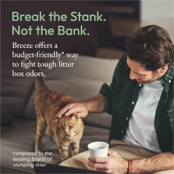 Break the stank, not the bank. Breeze offers a budget-friendly way to fight tough litter box odors compared to the leading brand of clumping litter.