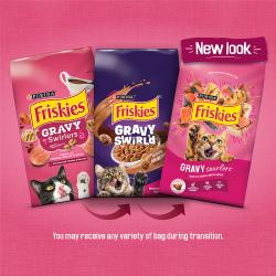 New look for Friskies Gravy Swirlers. Packaging may vary.