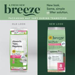 New look for Tidy Cats Breeze With Glade Rose Blossom Scent Ion Pads Refill. Packaging may vary during transition.