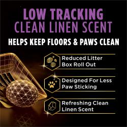 Tidy Cats Performance Plus Tidy Feet Scented cat litter is low tracking with a clean linen scent to keep paws clean.