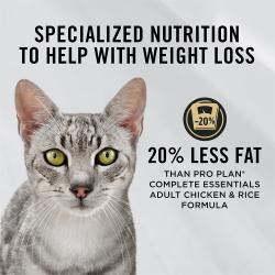 Pro Plan Adult Weight Management Chicken and Rice dry cat food is specialized nutrition to help with weight loss.