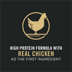 fórmula con alto contenido de proteínas, cuyo ingrediente principal es la carne real de pollo