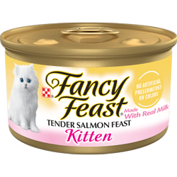 Fancy Feast Kitten Classic Paté Tender Salmon Feast Wet Kitten Food front of pack