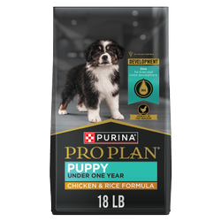 18 lb. bag of Purina Pro Plan Puppy chicken and rice dry dog food