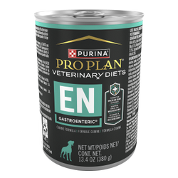 A 13.4 ounce can of Purina Pro Plan Veterinary Diets EN Gastroenteric canine formula wet dog food