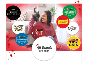 Brands in the myPurina app like Pro Plan, Tidy Cats, Fancy Feast and Friskies