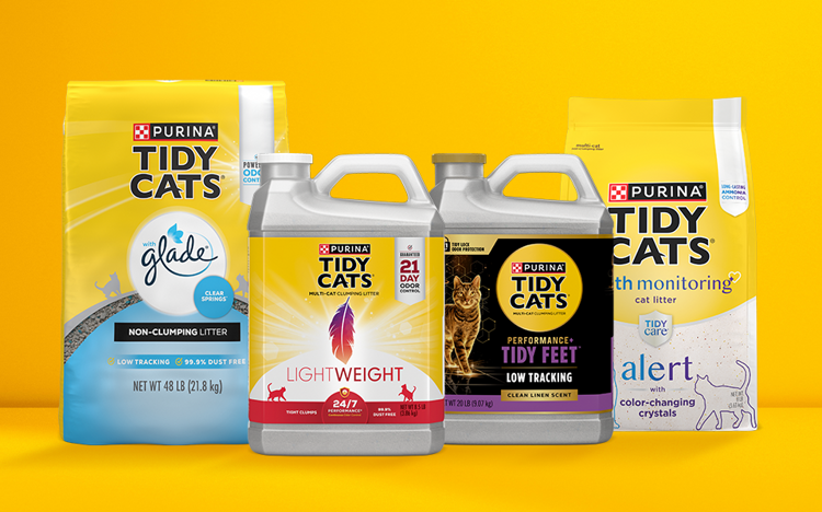 Lineup of Tidy Cats litter lineup.