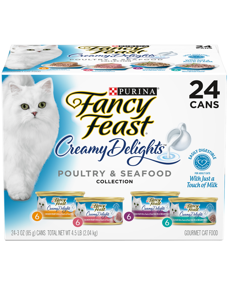 Fancy Feast Creamy Delights Wet Cat Food Variety 24Pk Cans Purina US